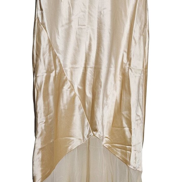 House of CB Vittoria Maxi Gown Champagne Ivory Chiffon Satin Floor Length Size M - Picture 7 of 16
